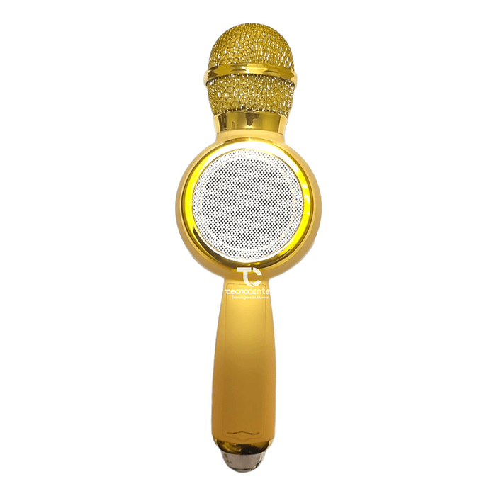 Microfono Karaoke TWS BT con luz Disco Dorado 2