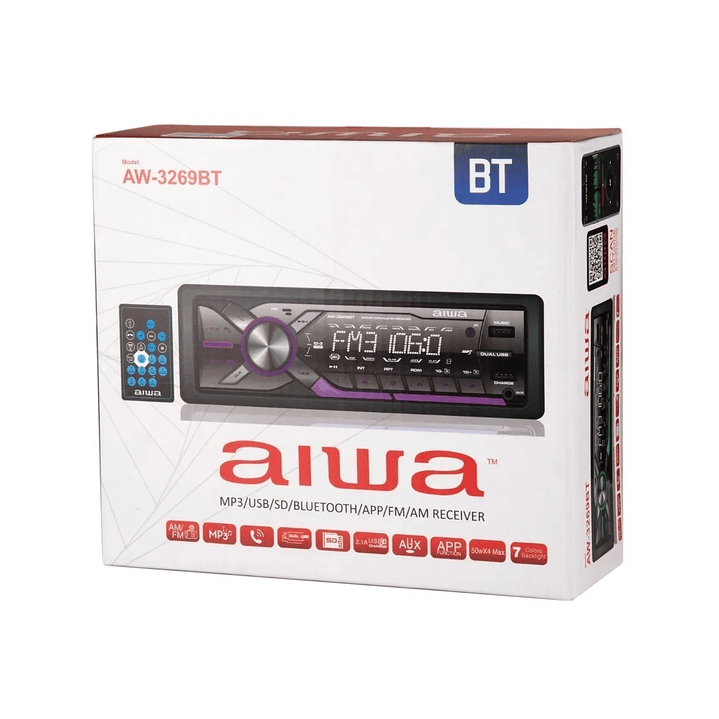 Radio Auto Aiwa BT Mp3 Usb App Music Aw-3269bt 3