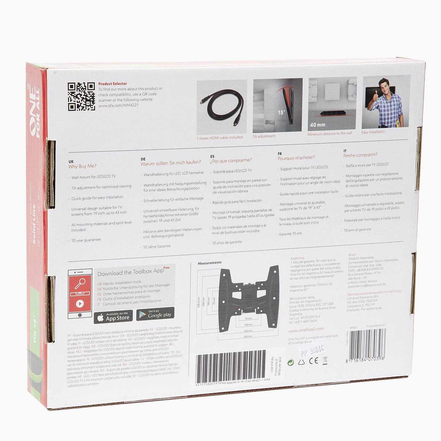 Soporte Tv Led Lcd One For All 19 a 43 con Inclinacion 3