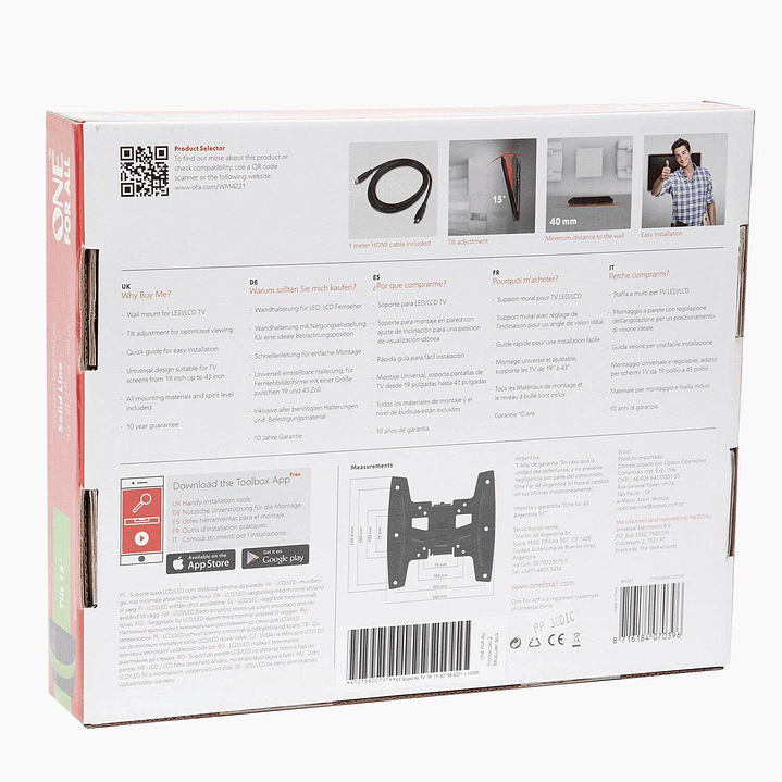 Soporte Tv Led Lcd One For All 19 a 43 con Inclinacion 3