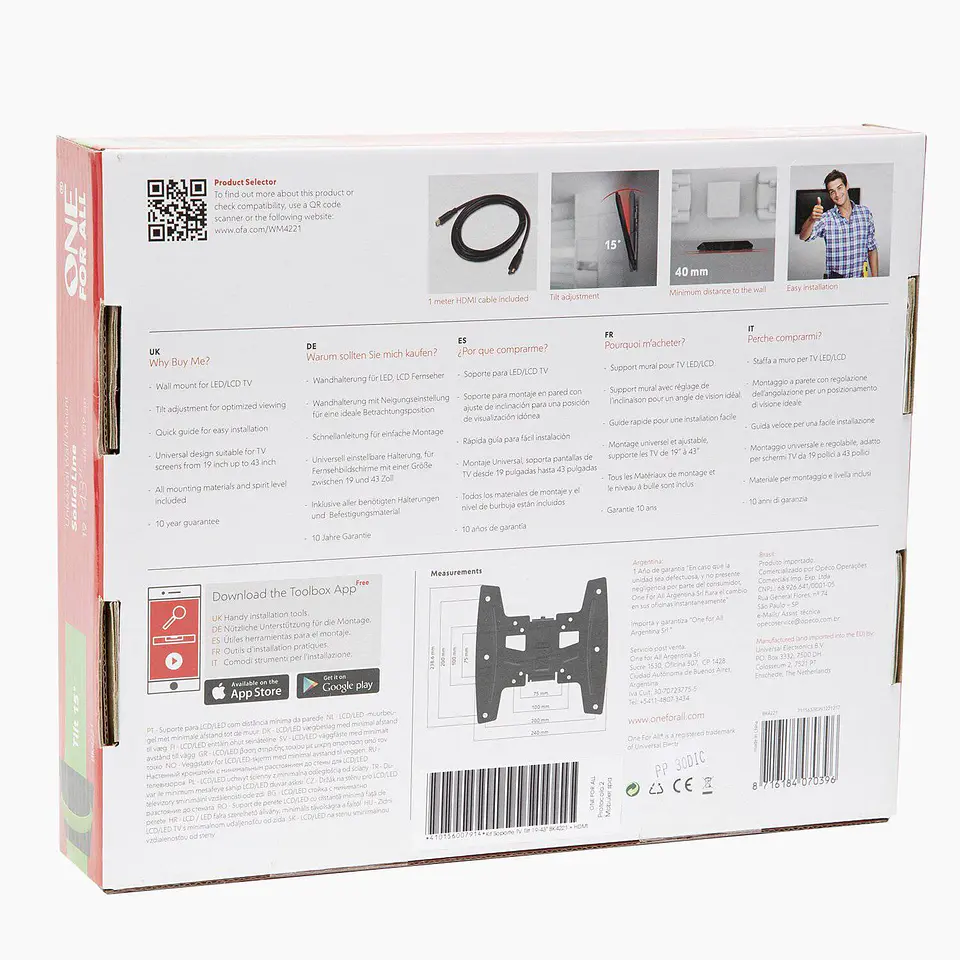 Soporte Tv Led Lcd One For All 19 a 43 con Inclinacion 3