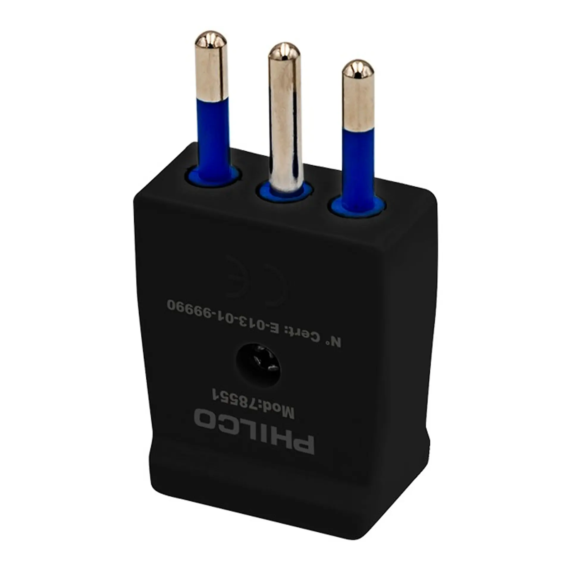 Enchufe Macho Vertical Philco 2P+T Negro 1