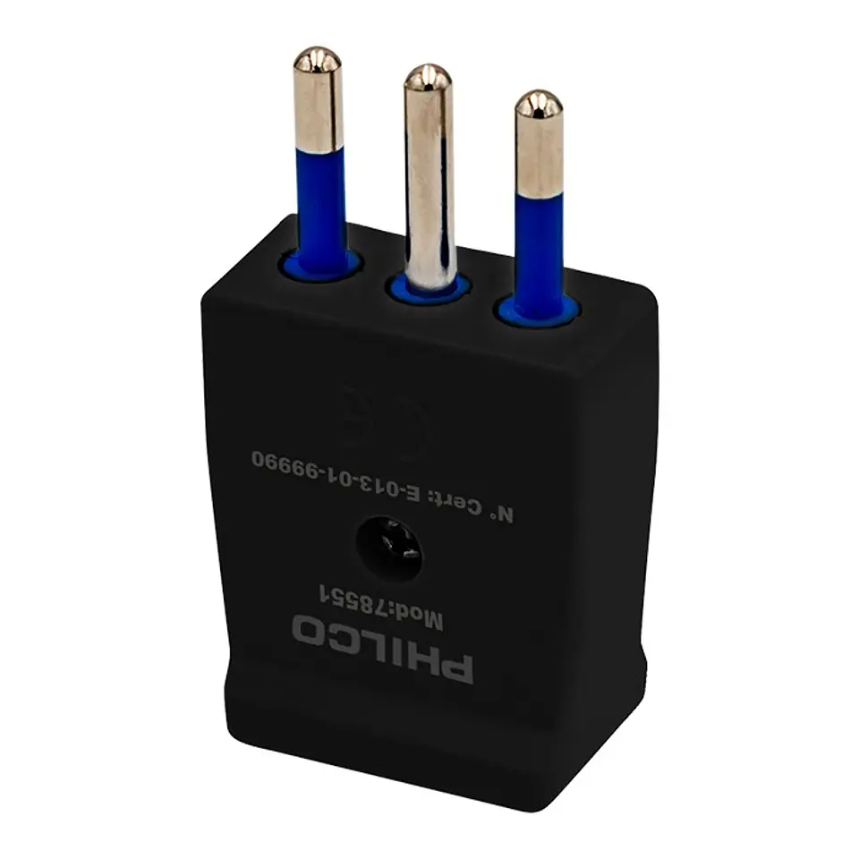 Enchufe Macho Vertical Philco 2P+T Negro 1