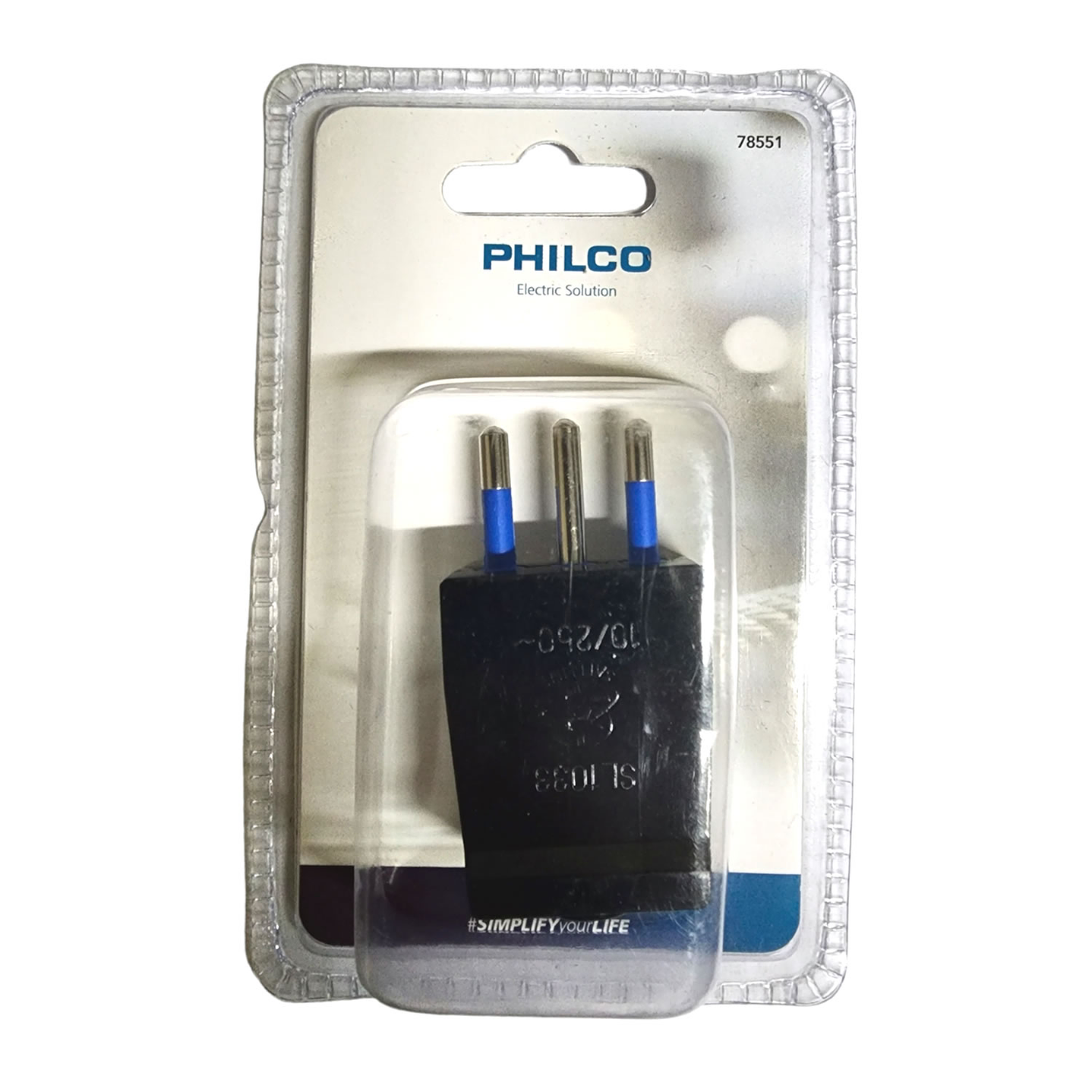 Enchufe Macho Vertical Philco 2P+T Negro 2