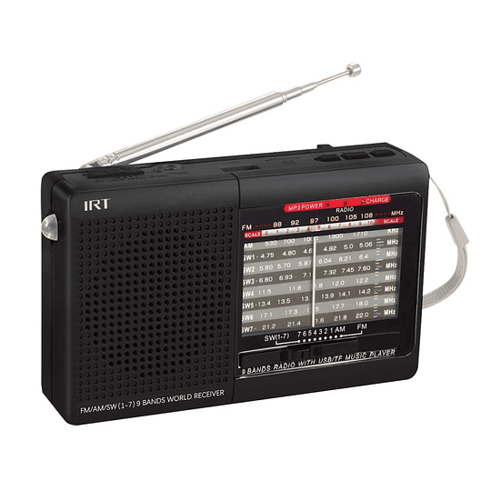 Radio Portatil IRT AM/FM/SW/USB/MSD 9 bandas negra