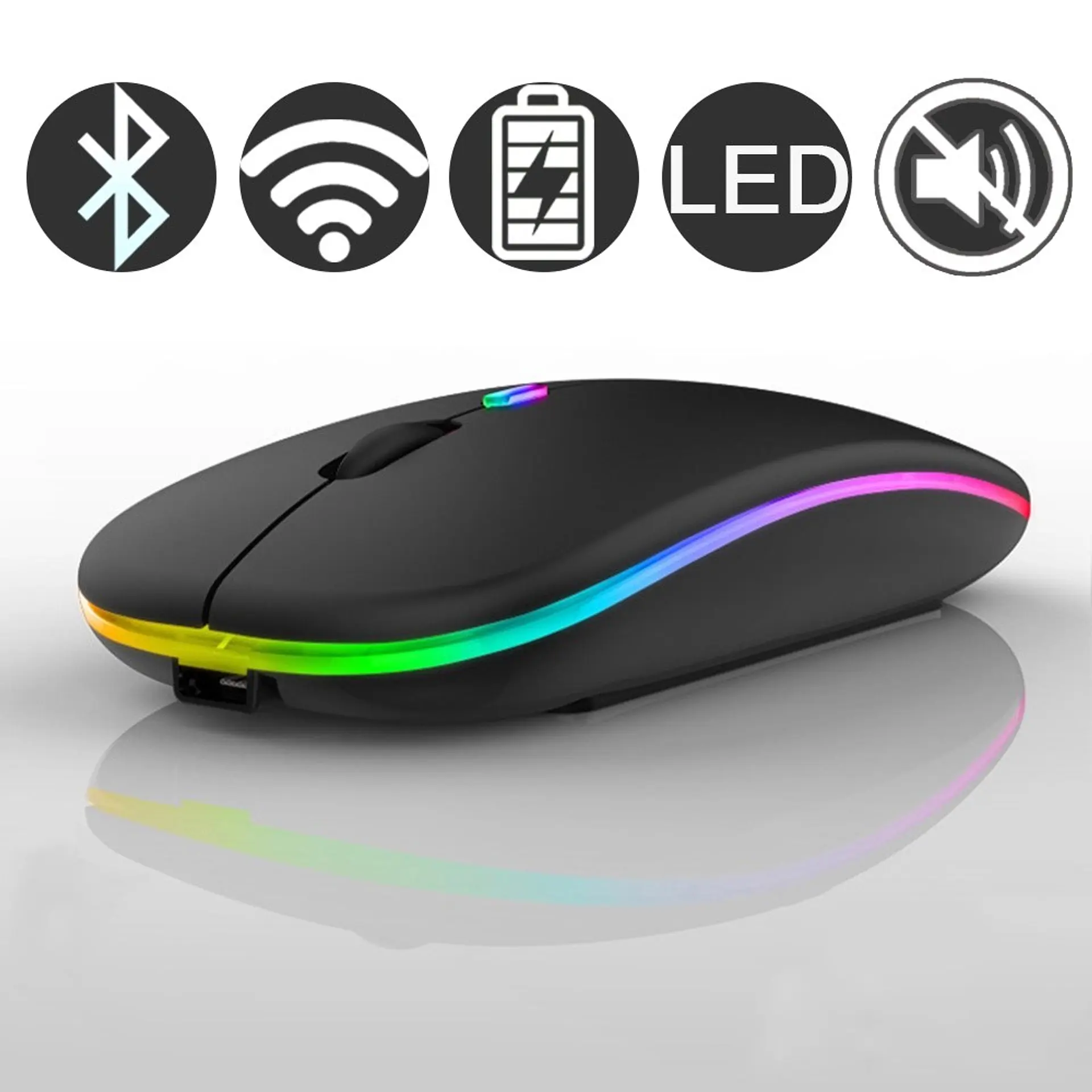 Mouse Inalambrico USB Recargable Led RGB Reptilex 2