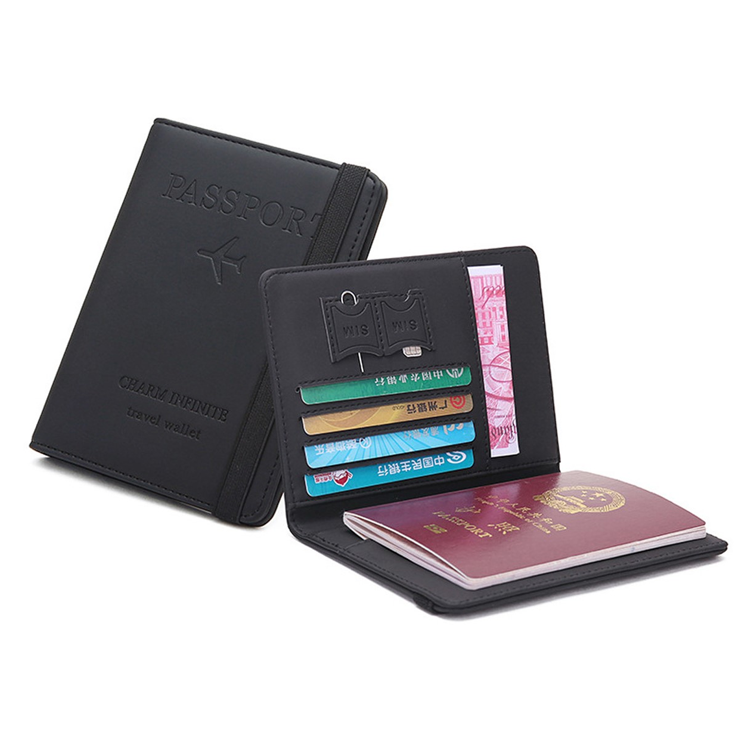 Estuche Porta Pasaporte Funda Protectora Rfid Negro 1