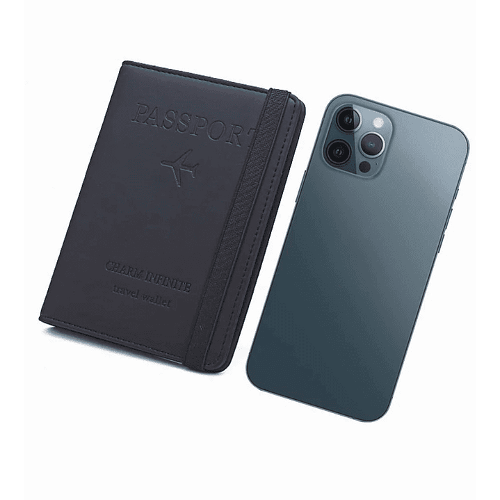 Estuche Porta Pasaporte Funda Protectora Rfid Negro 4