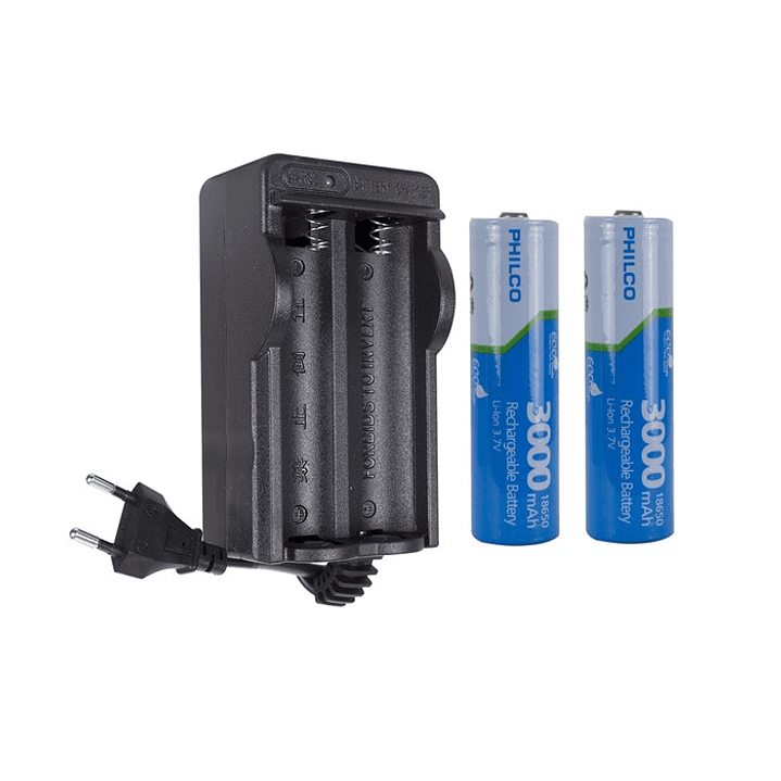 Cargador Pilas Philco con 2 pilas 18650 1