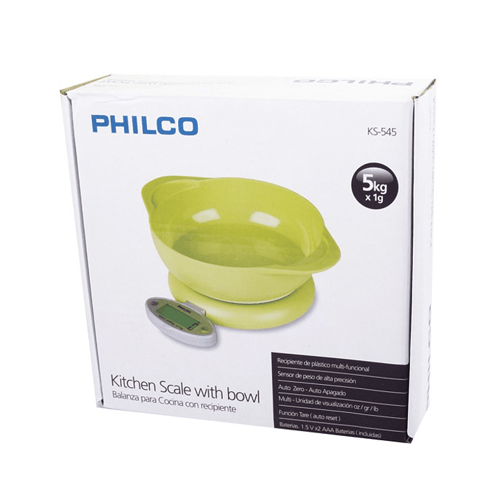 Balanza Digital Cocina Con Bowl Philco Ks-545 2