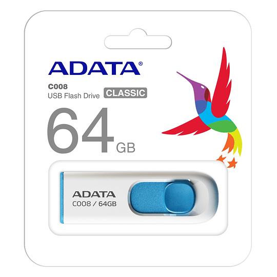 Pendrive 64GB Adata C008 Usb Blanco/Azul Classic