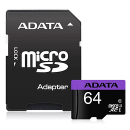 Tarjeta Memoria Micro SD XC 64GB Adata