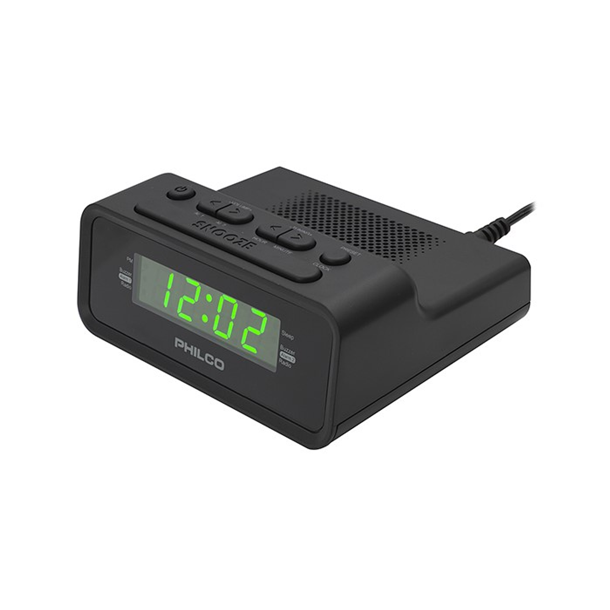 Radio reloj despertador Philco 0.6 FM, alarma dual, memoria para 20  estaciones, negro - Coolbox