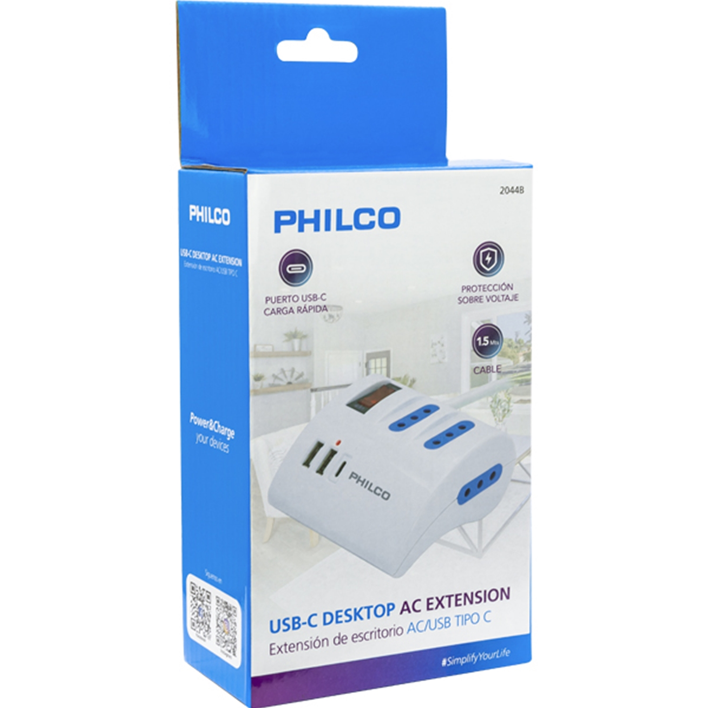 Alargador Extension Philco 3 POS 2 USB 1 Tipo C Blanco 4