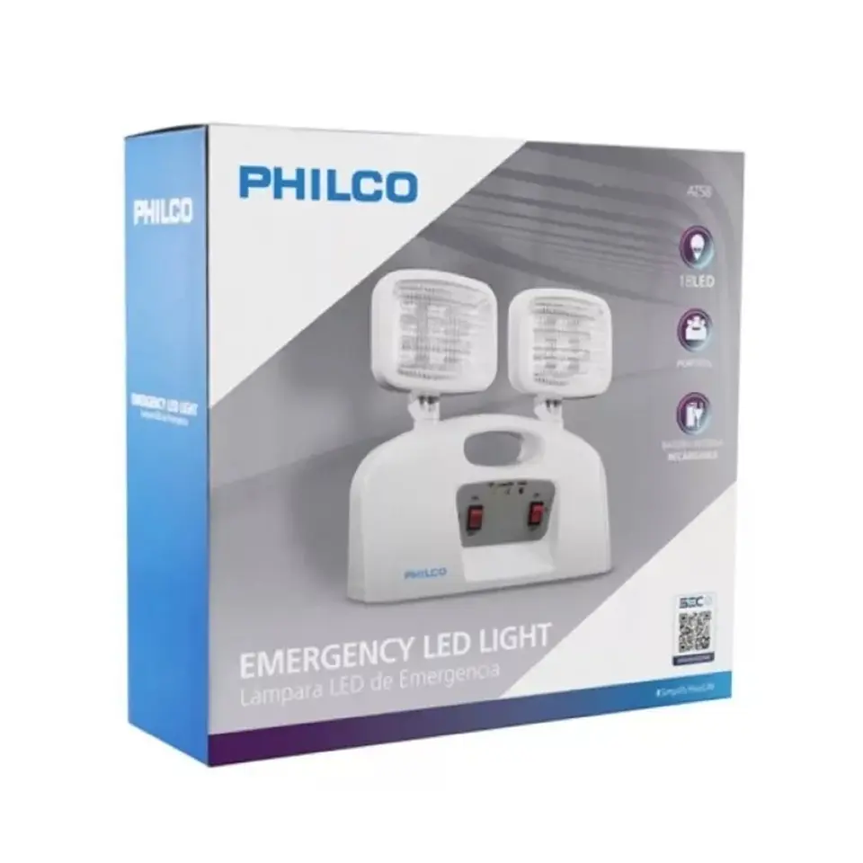 Lampara Led de Emergencia 2 Focos Philco AT58 4