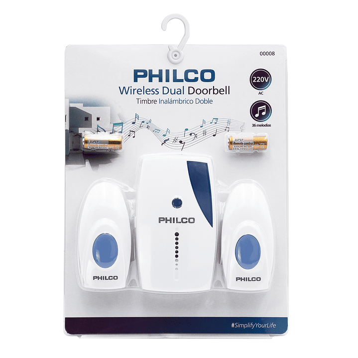 Timbre Inalámbrico Doble Philco Azul 220V  3