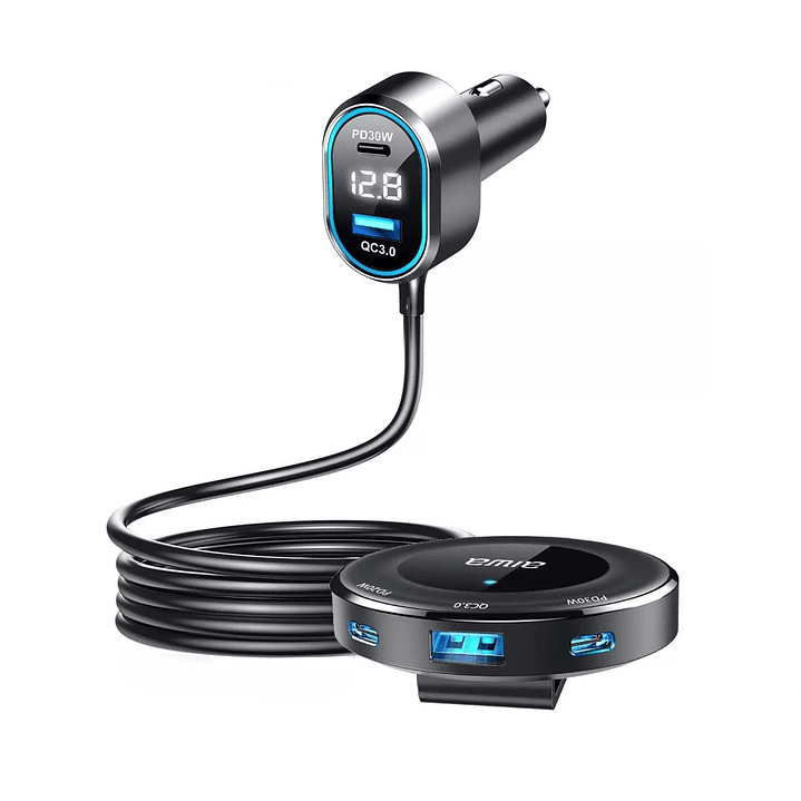 Cargador Aiwa Usb Rápido Auto Extensión Pasajeros Traseros 1