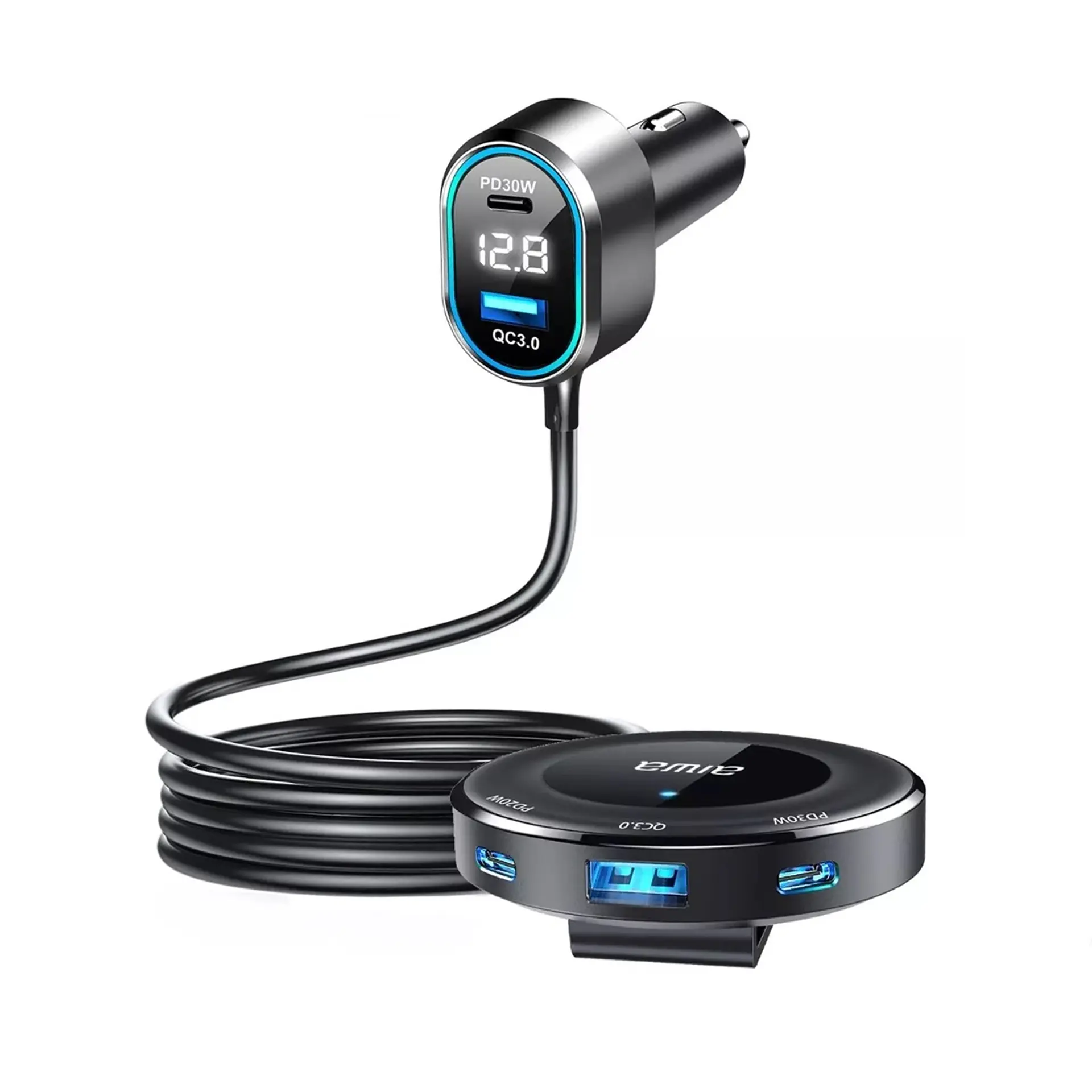 Cargador Aiwa Usb Rápido Auto Extensión Pasajeros Traseros 1