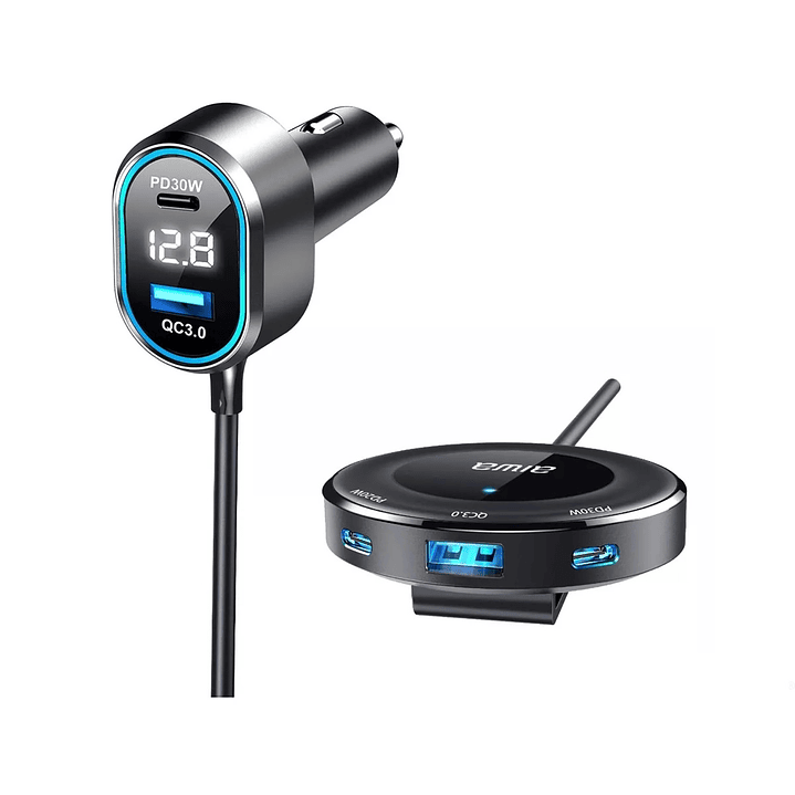 Cargador Aiwa Usb Rápido Auto Extensión Pasajeros Traseros 3