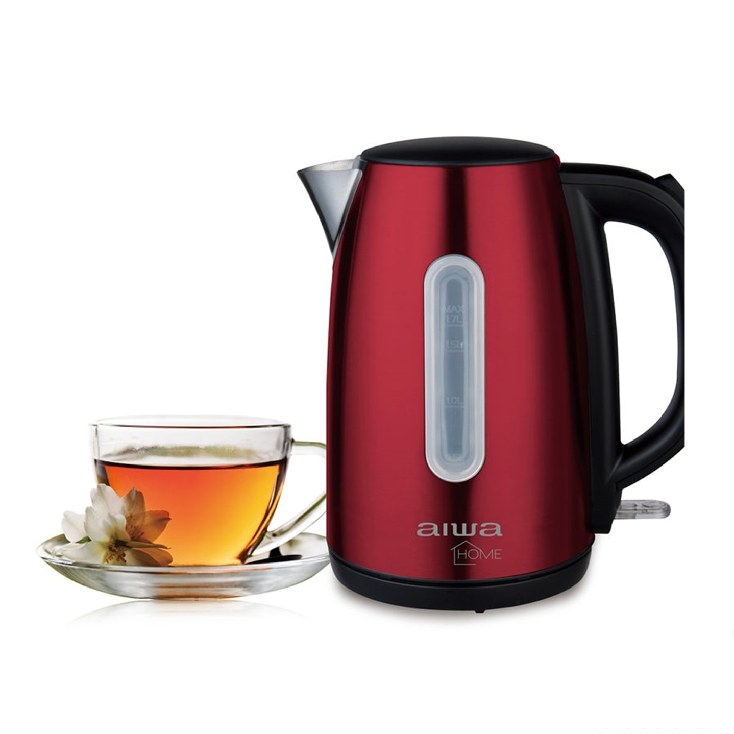 Hervidor Eléctrico Aiwa Acero Inoxidable 1,7L AW JD1402R Rojo 2