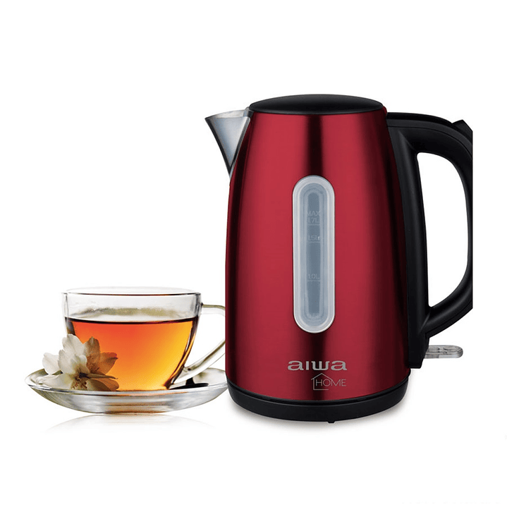 Hervidor Eléctrico Aiwa Acero Inoxidable 1,7L AW JD1402R Rojo 2