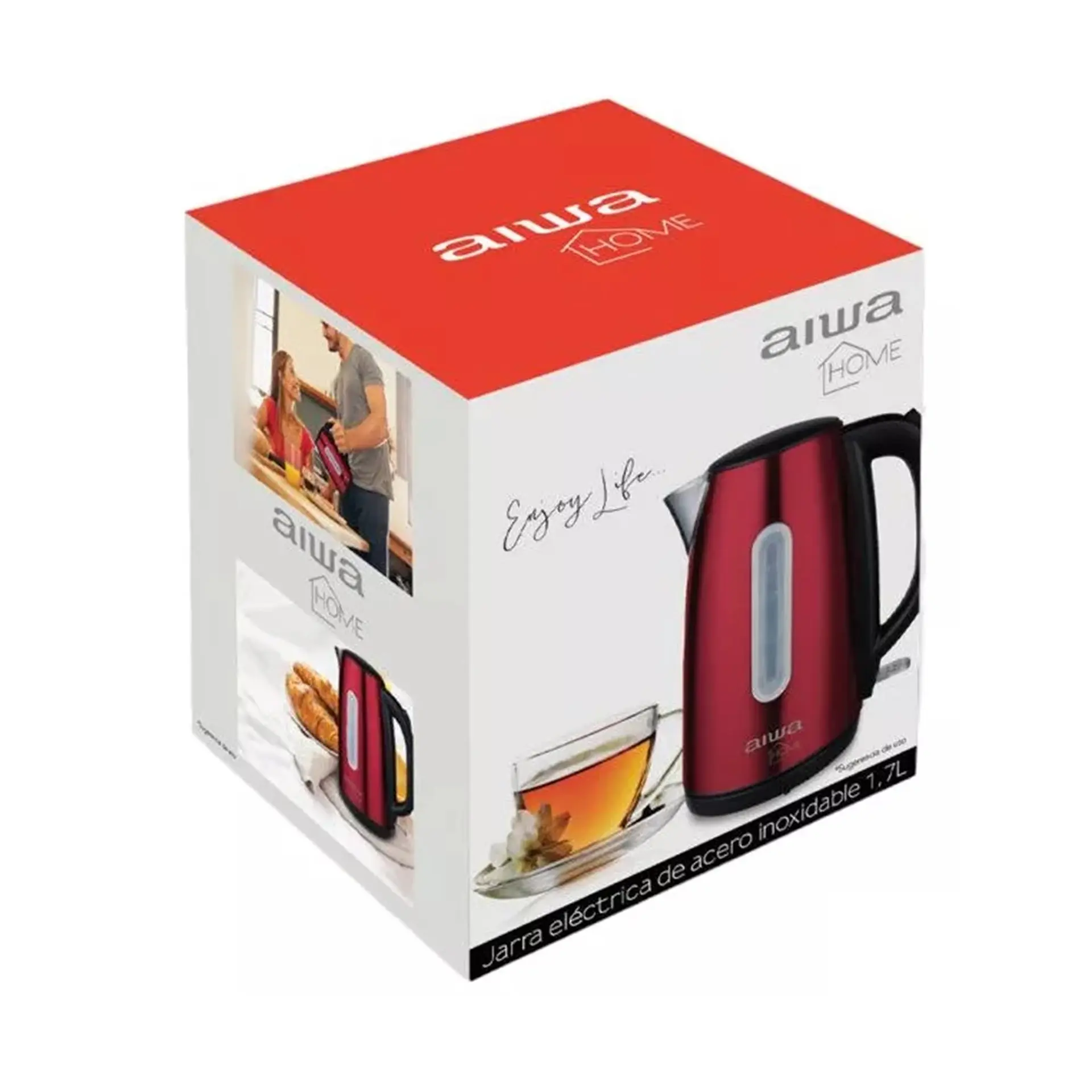 Hervidor Eléctrico Aiwa Acero Inoxidable 1,7L AW JD1402R Rojo 5