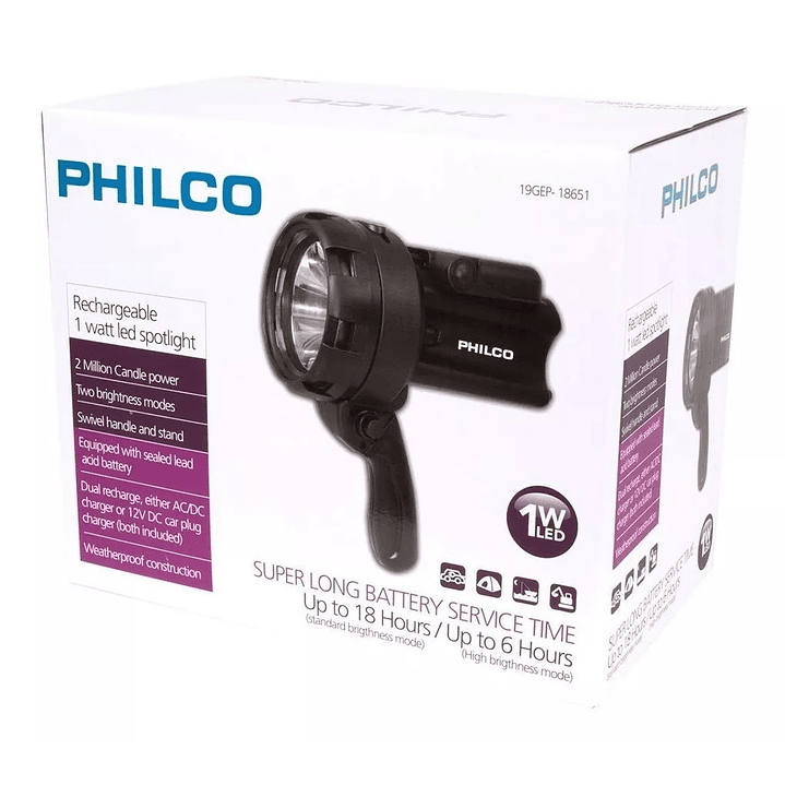 Linterna Foco Led Recargable Philco 1w 19GEP18651 4