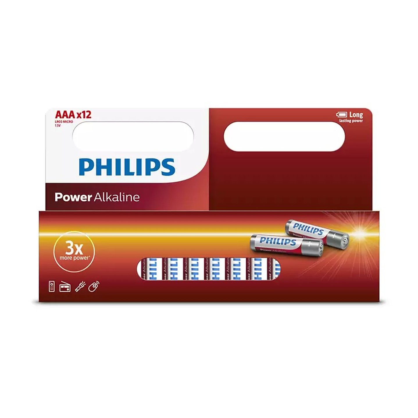 Pack 12 Pilas Alcalina AAA Philips 1