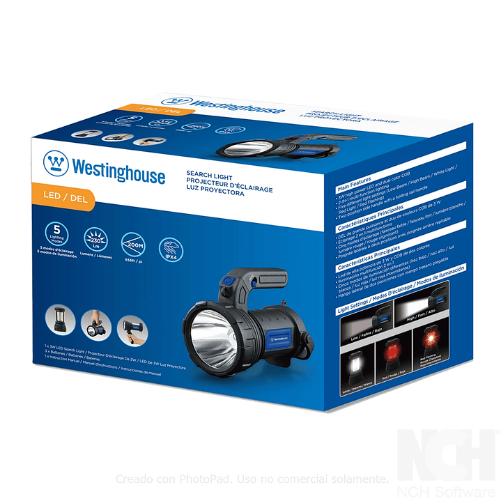 Linterna Foco Westinghouse 230 Lm Negro WF1531 2