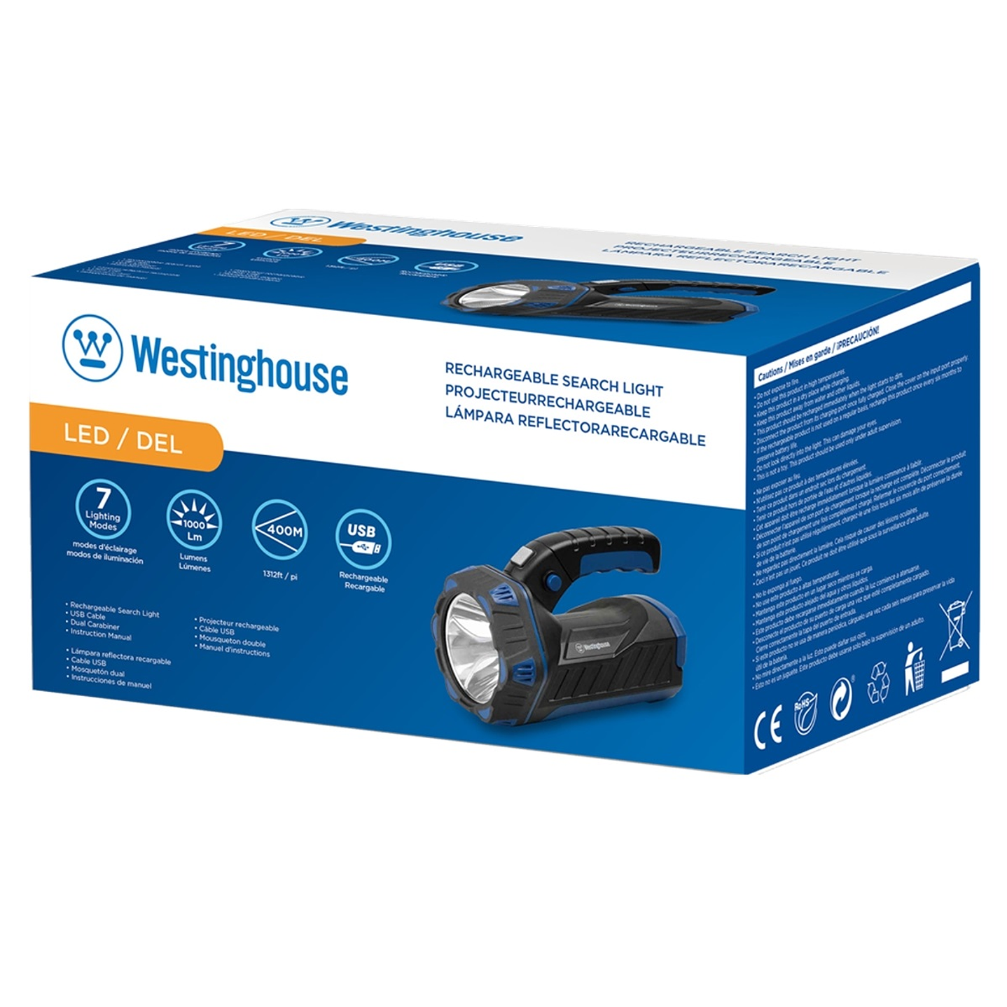 Linterna Foco Westinghouse Recargable 1000 Lm Negro WF227CB 2
