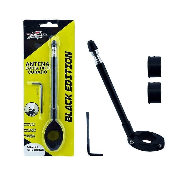Antena Corta Hilo Curado Moto Retráctil Negro  1