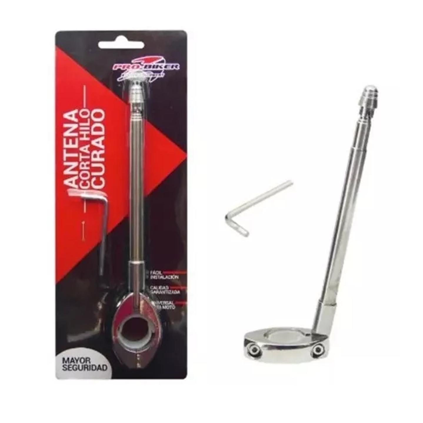 Antena Corta Hilo Curado Moto Retráctil Plateado 1