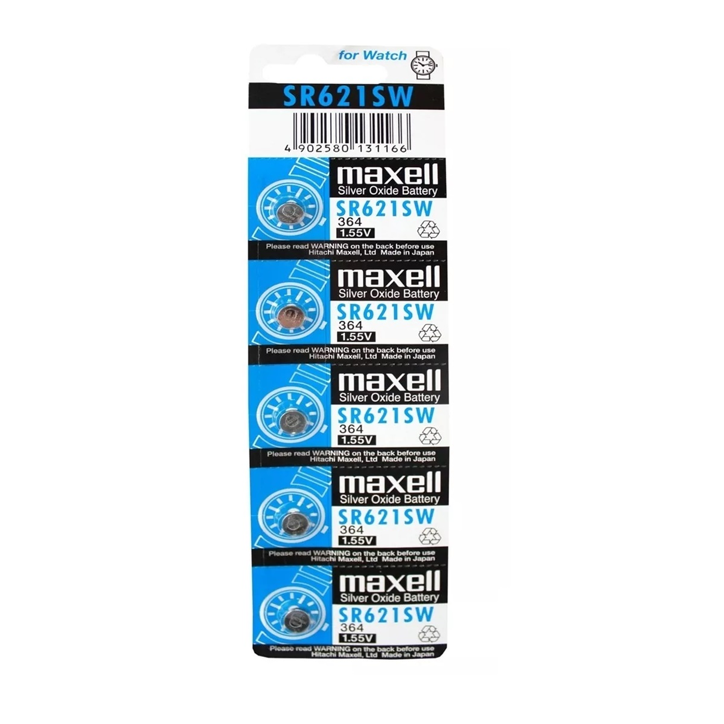 Pack 5 Pilas Maxell Botón Sr621sw Ag1 1.55V 1
