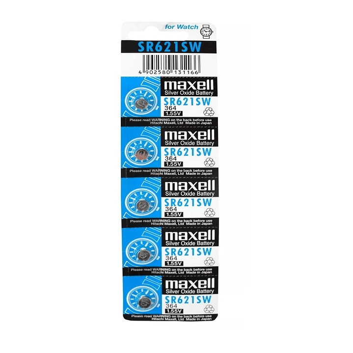 Pack 5 Pilas Maxell Botón Sr621sw Ag1 1.55V 1
