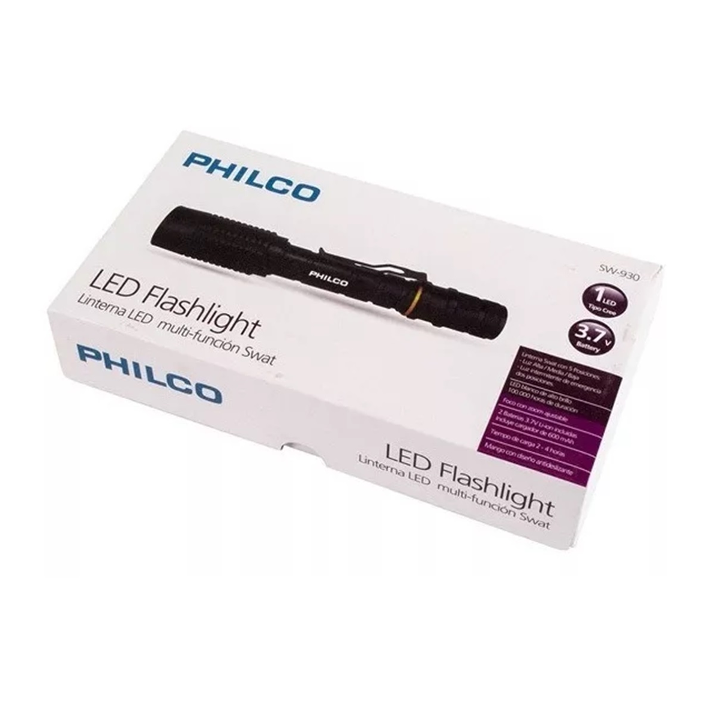 Linterna Swat Recargable Philco SW930 Negro 4