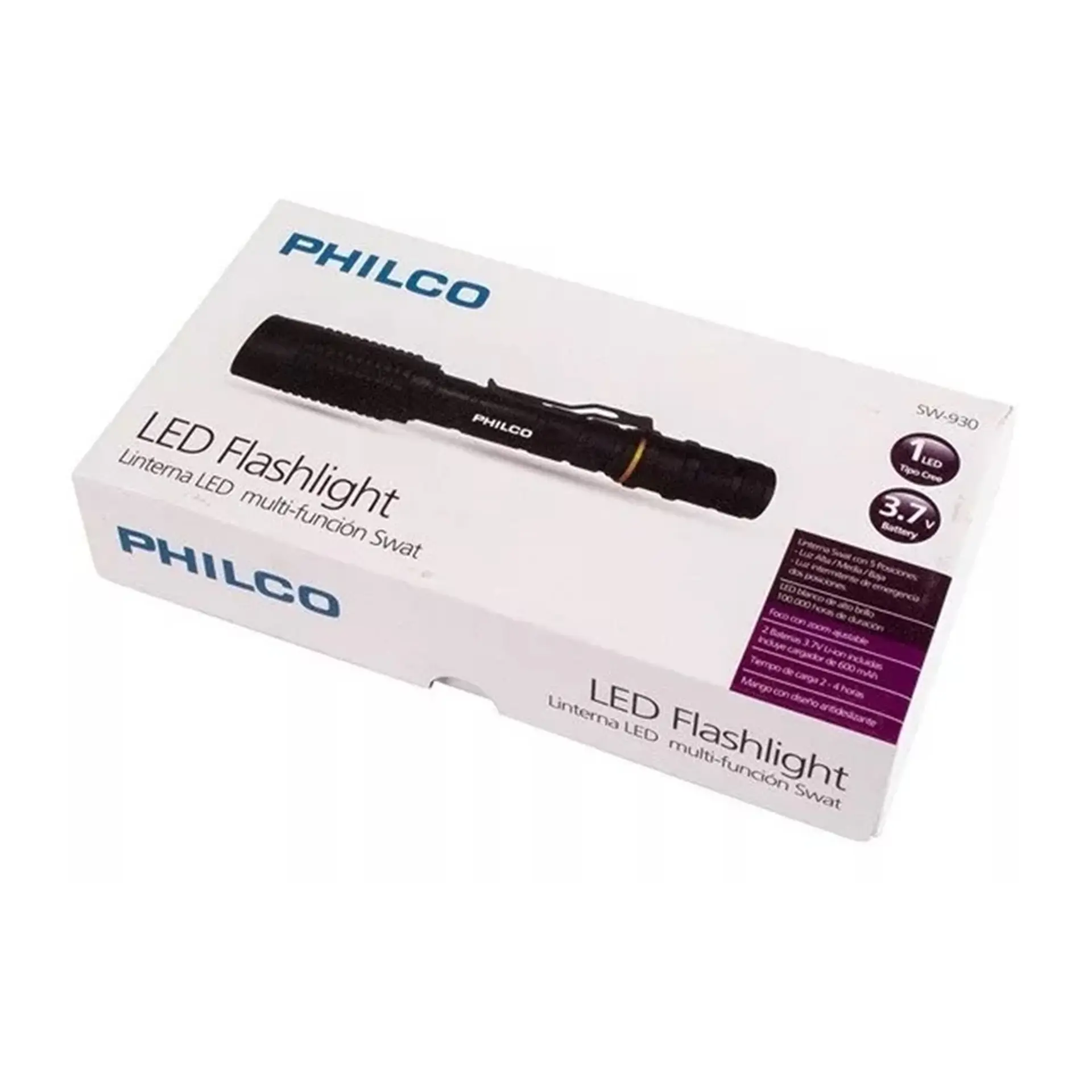 Linterna Swat Recargable Philco SW930 Negro 4