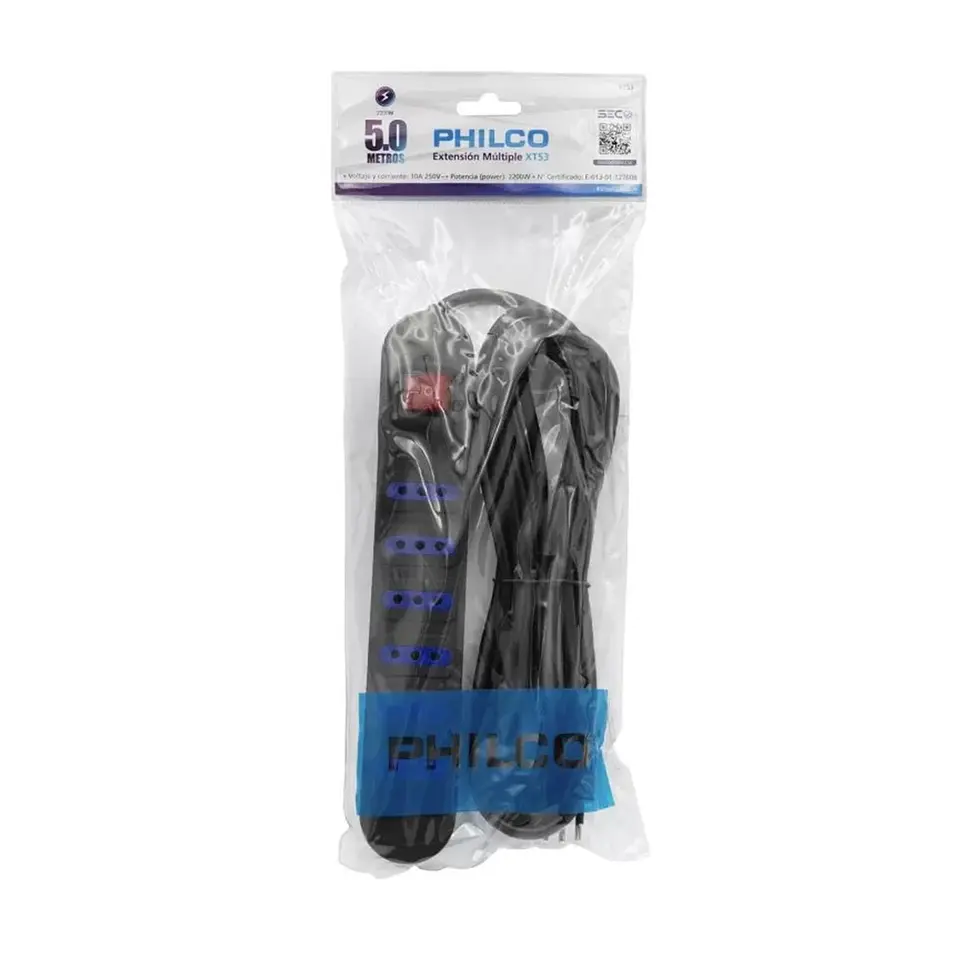 Alargador Electrico Philco XT53 5 Mts 6 Pos Negro 2