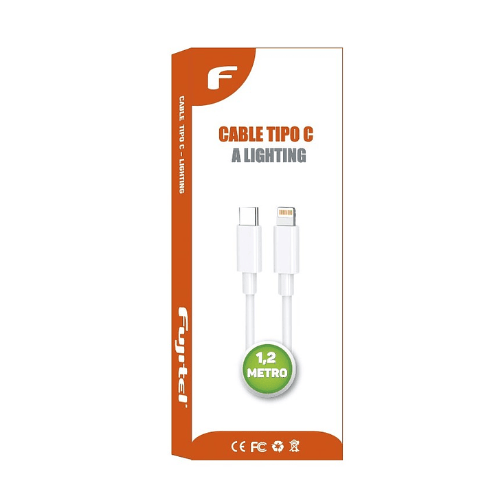 Cable Tipo C para iphone Fujitel 12w 1.2 Mts Blanco 2