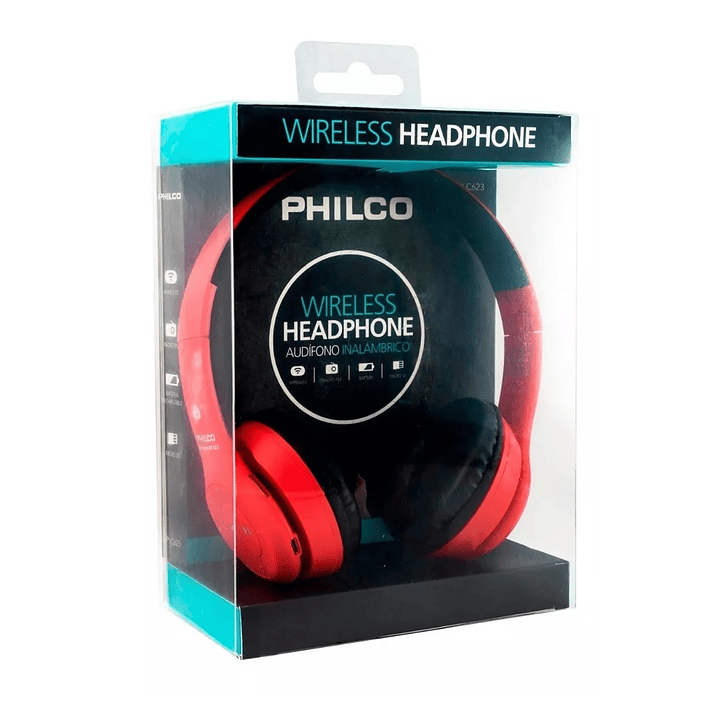 Audífono Philco Inalámbrico Plc623 Plegable Radio Fm Rojo 2