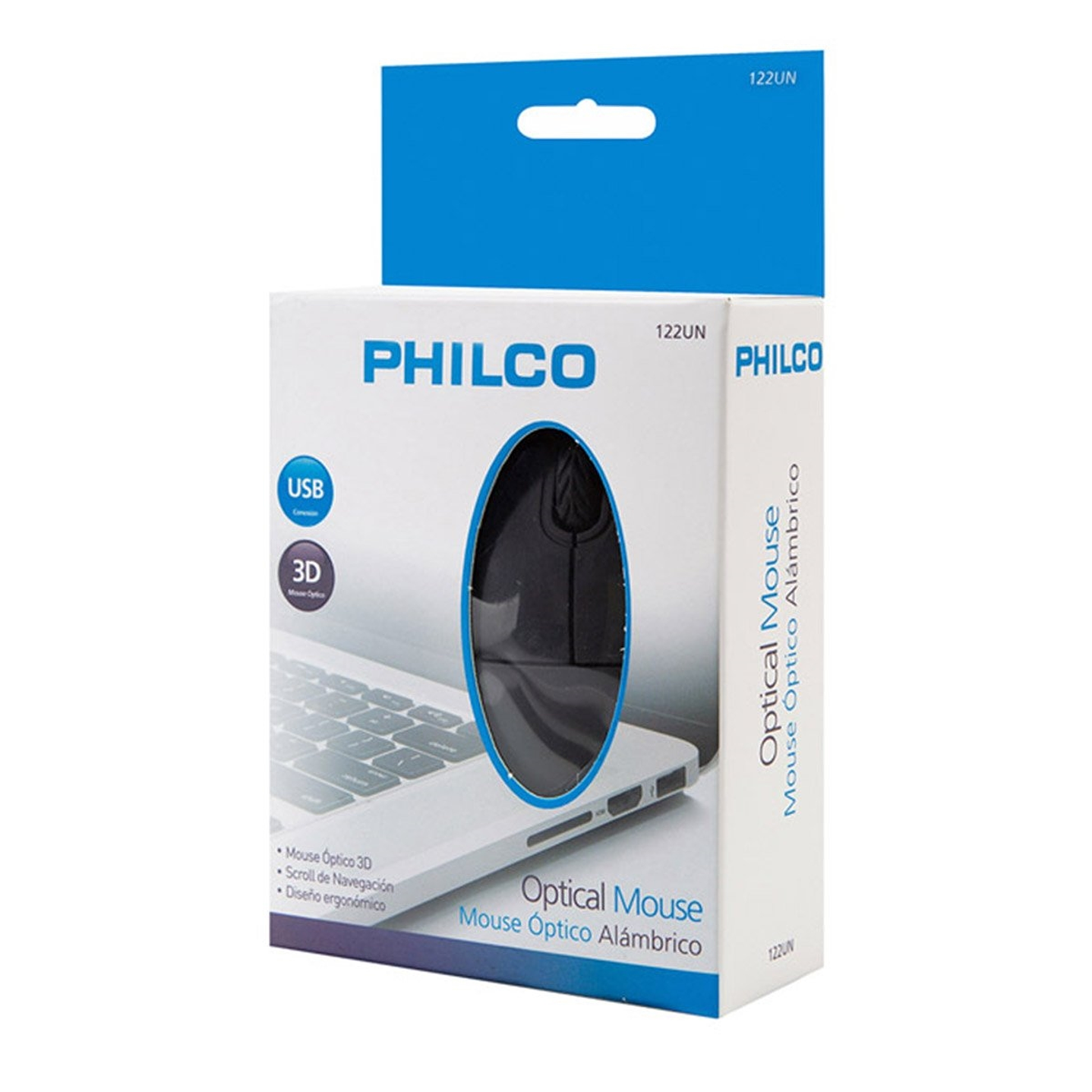 Mouse Óptico Philco Alámbrico Usb 122 Negro  2