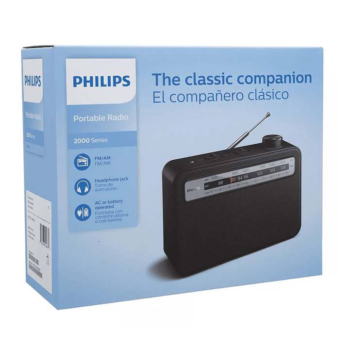 Radio Portátil Clásica Philips Am/fm Corrientes y Pilas 2