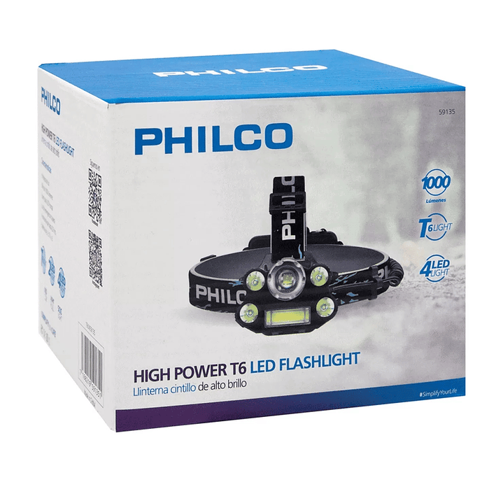 Linterna Led Cintillo Philco 1000 Lúmenes 6 3