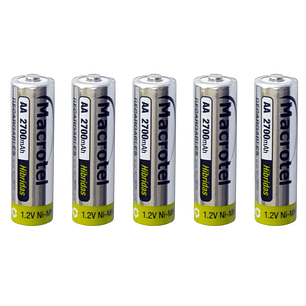 Pack 5 Pilas Recargables AA Macrotel 2700mha