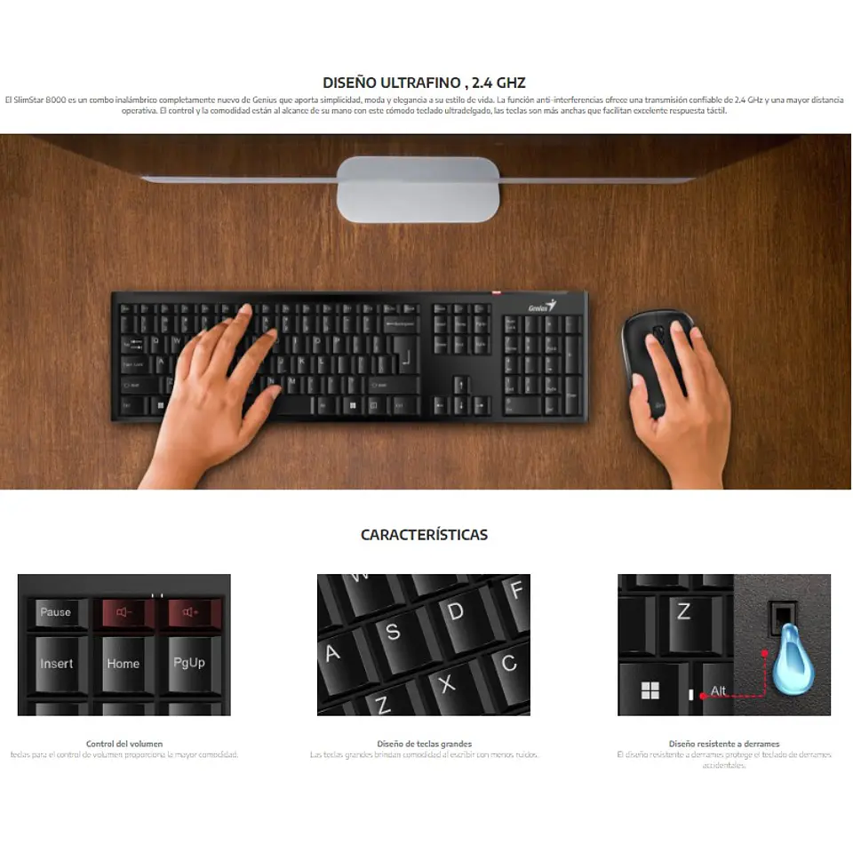 Kit Combo Teclado y Mouse Inalámbricos Genius 8000SE 3