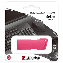 Pendrive DTXM 64gb Usb 3.2 Kingston Rosado