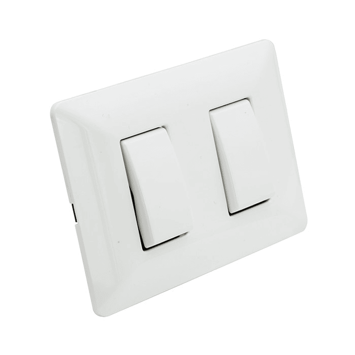 Interruptor Doble Pared Muro 250v 10a Philco Blanco 1