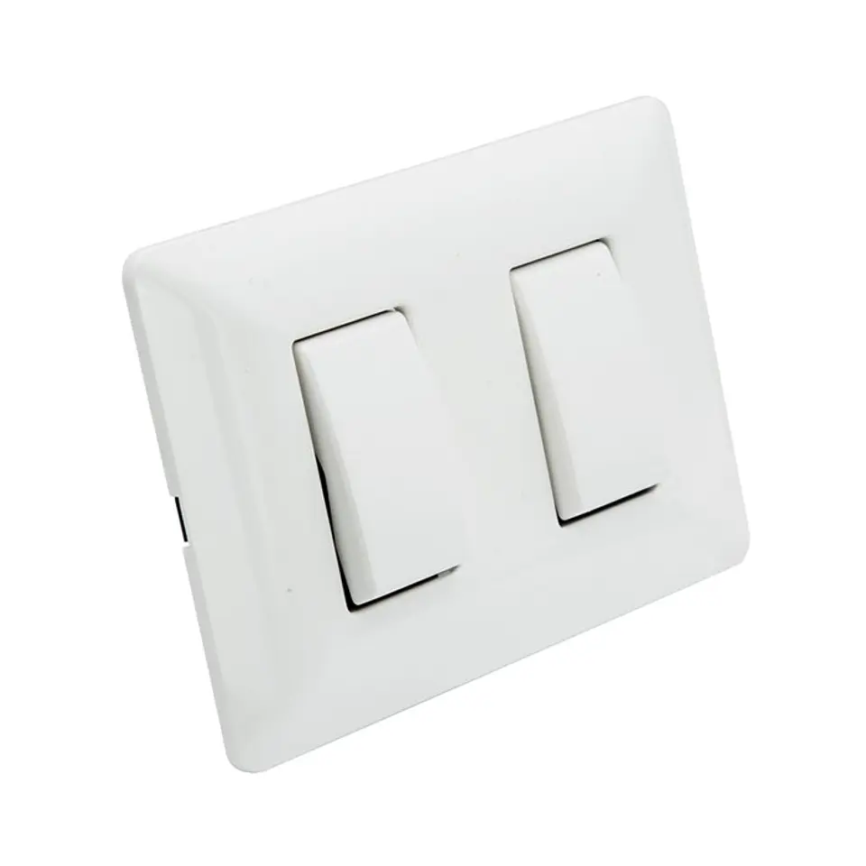 Interruptor Doble Pared Muro 250v 10a Philco Blanco 1