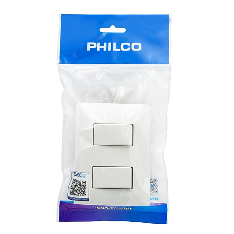 Interruptor Doble Pared Muro 250v 10a Philco Blanco