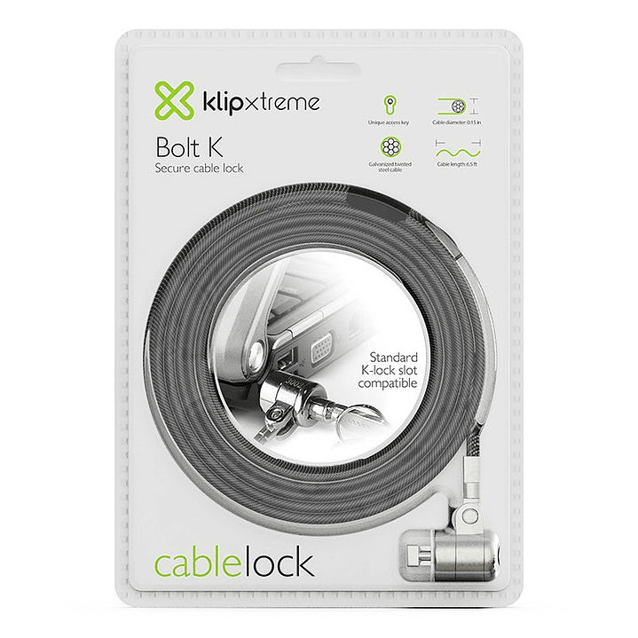 Candado Seguridad Notebook Bolt K Llave Klip Xtreme 9