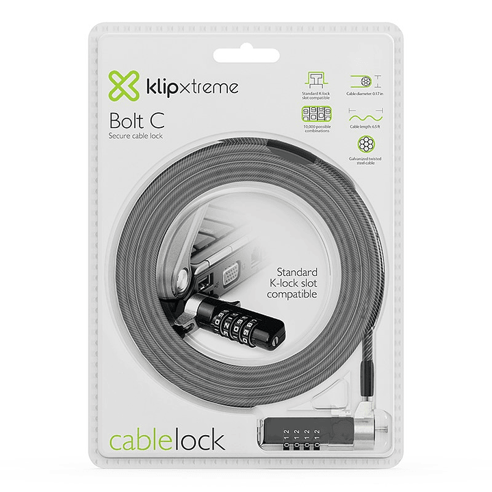 Candado Seguridad Notebook Bolt C Clave Klip Xtreme 6